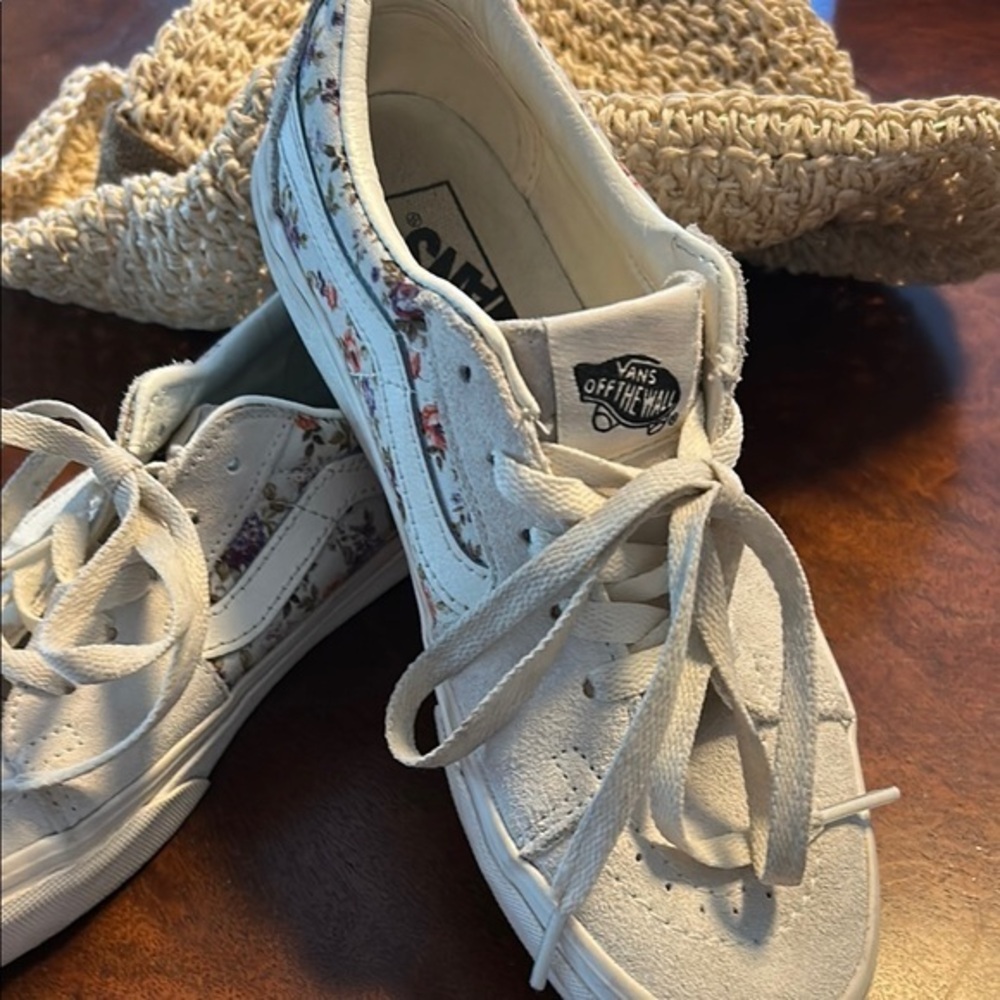 Vans White Sneakers with Floral Design